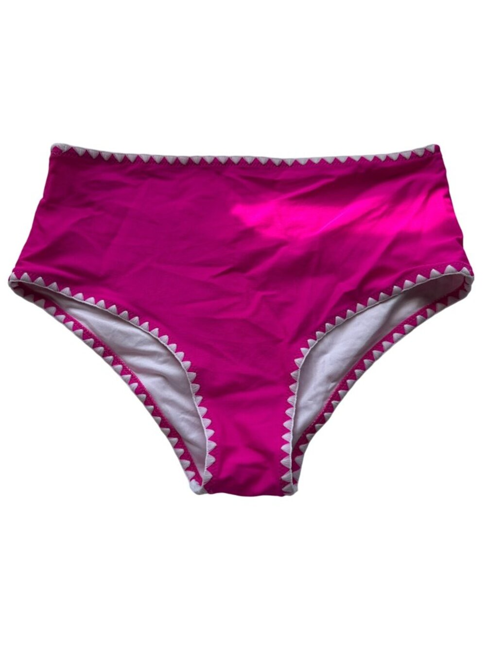 Beachsissi High Waist Bikini Bottom S Pink Scallop Trim Beach Summer Mix Match